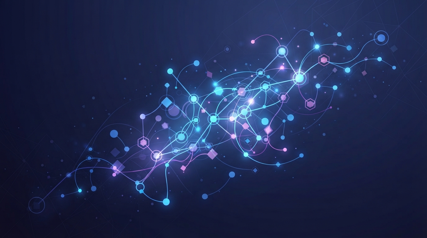 Abstract 3D illustration of connected network nodes