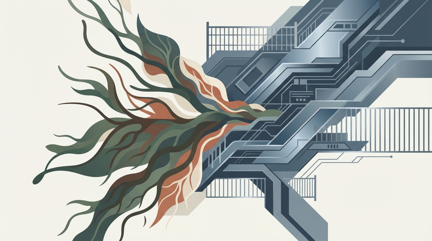 Abstract shapes representing organic food and strict compliance rules