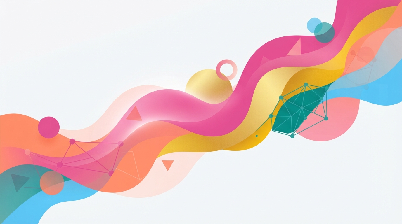 Flowing liquid shapes in pink and gold