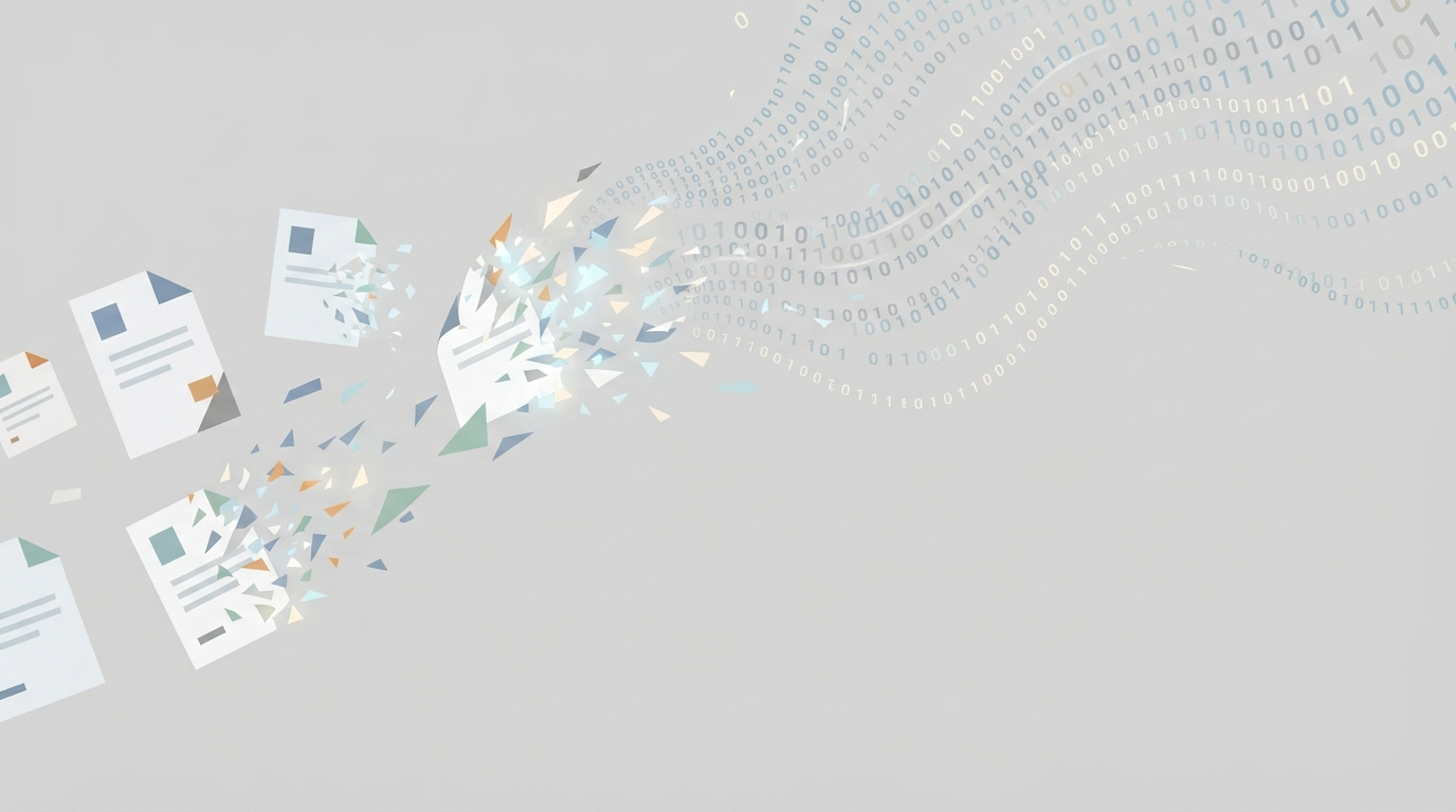 Paper sheets morphing into digital zeros and ones
