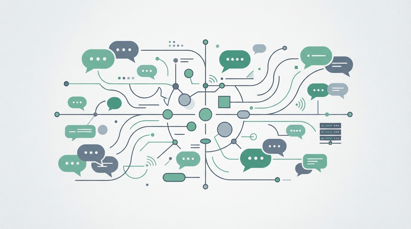 Abstract interface sketch representing messaging automation.