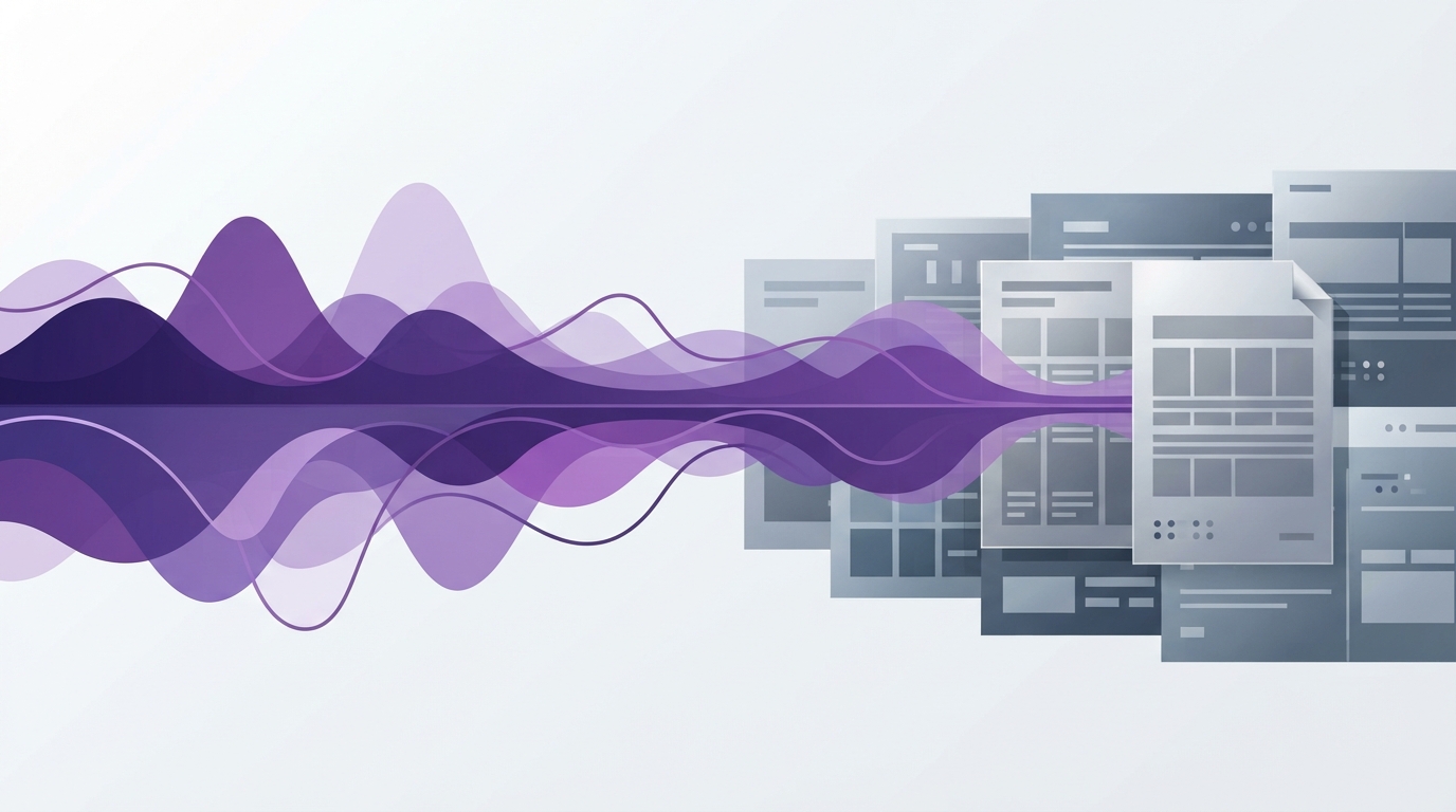 Abstract voice-to-text productivity illustration