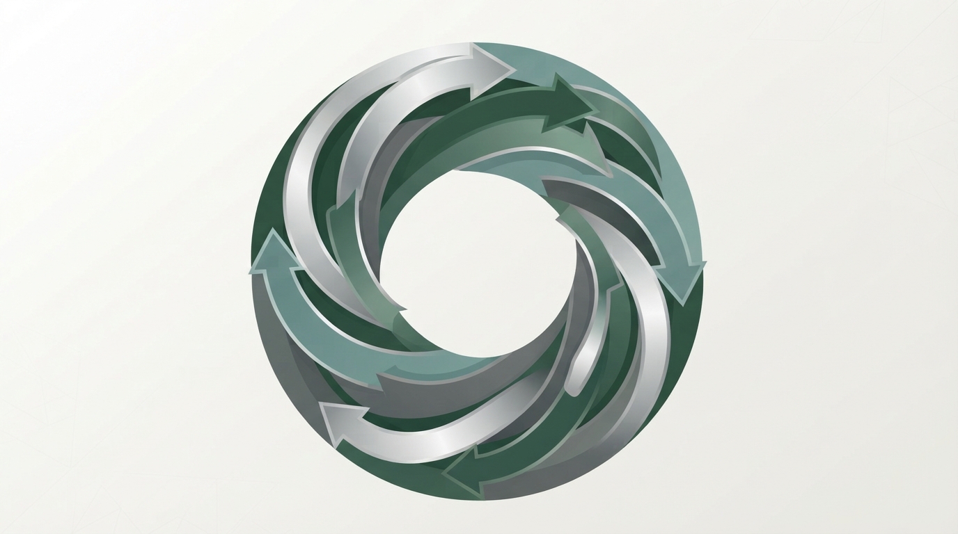 Abstract circular arrows denoting an industrial loop
