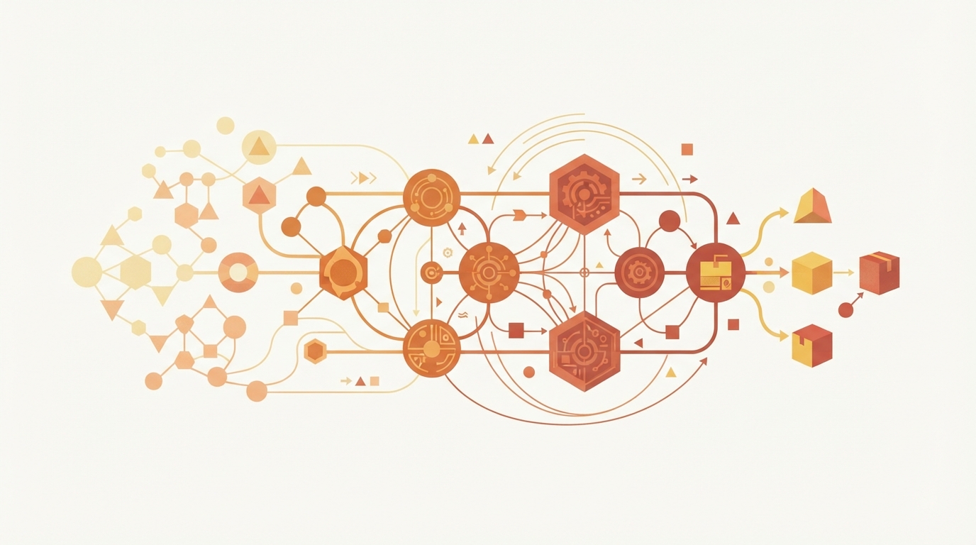 Abstract network nodes representing a supply chain