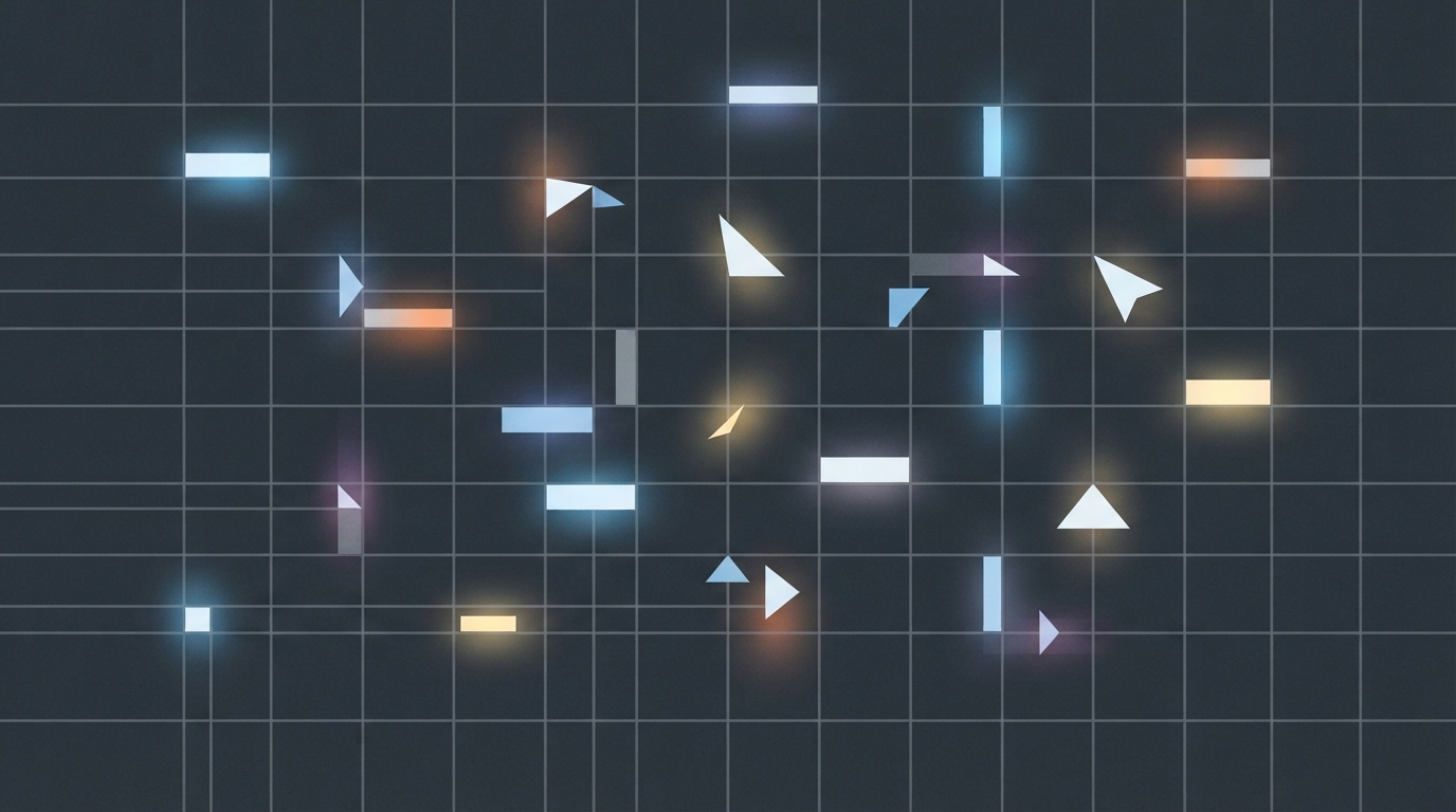 Abstract representation of interactive developer notes.