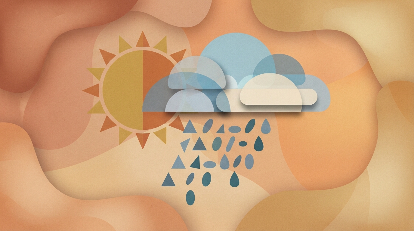 Abstract climate and environmental elements on a smooth surface