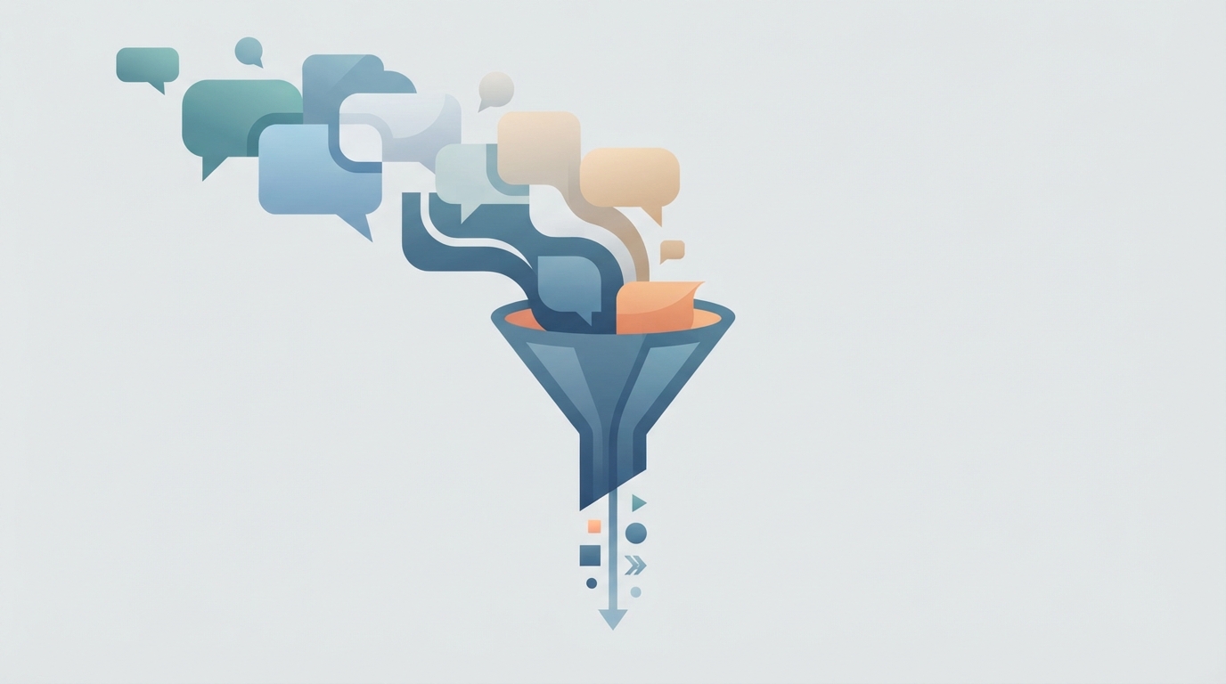 Abstract funnel with communication nodes