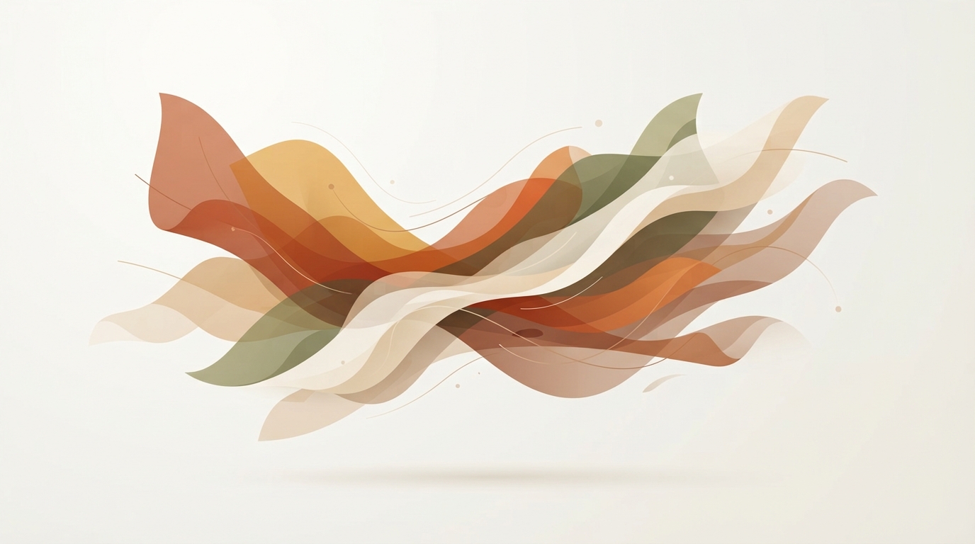 Abstract overlapping breathable fabrics in warm tones
