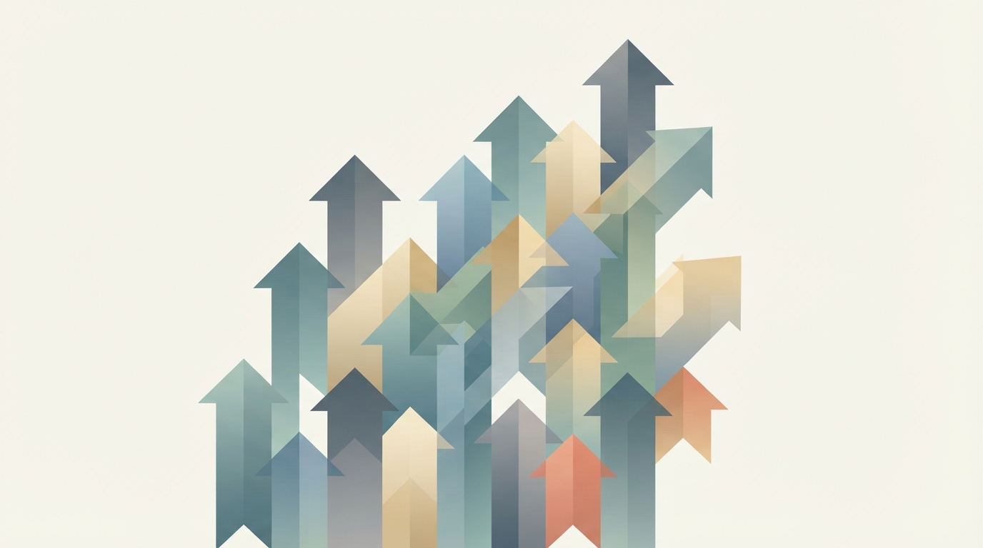 Gradient arrows interlocking like puzzle pieces