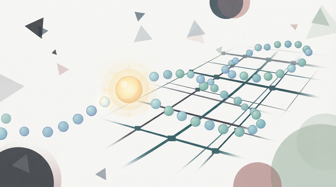 A central glowing node managing smaller nodes