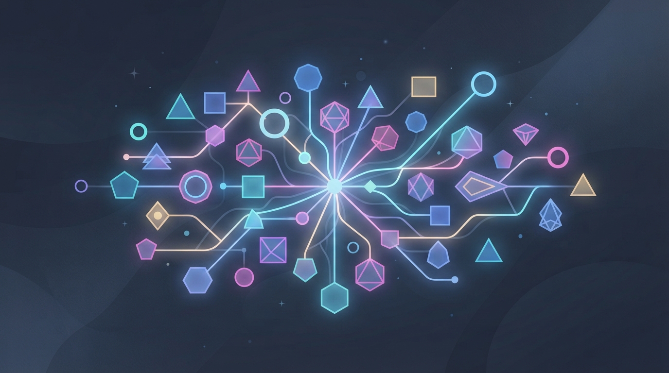 Abstract interconnected geometric shapes