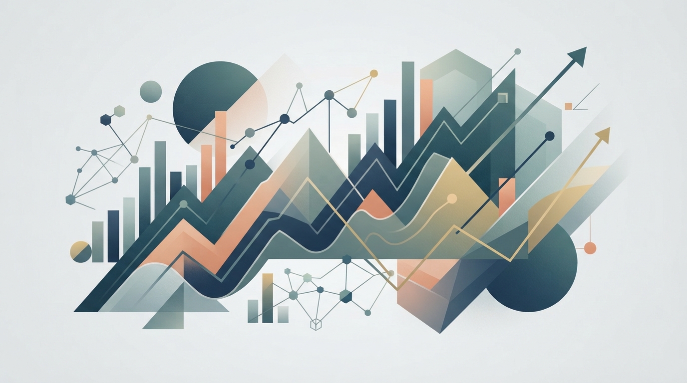 Abstract financial charts with clean lines