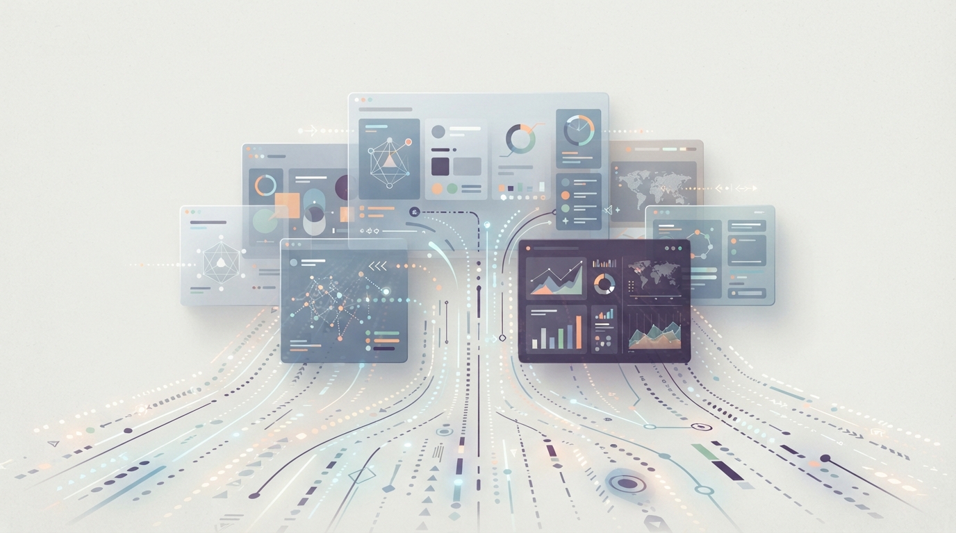 Abstract data dashboard assembly graphic