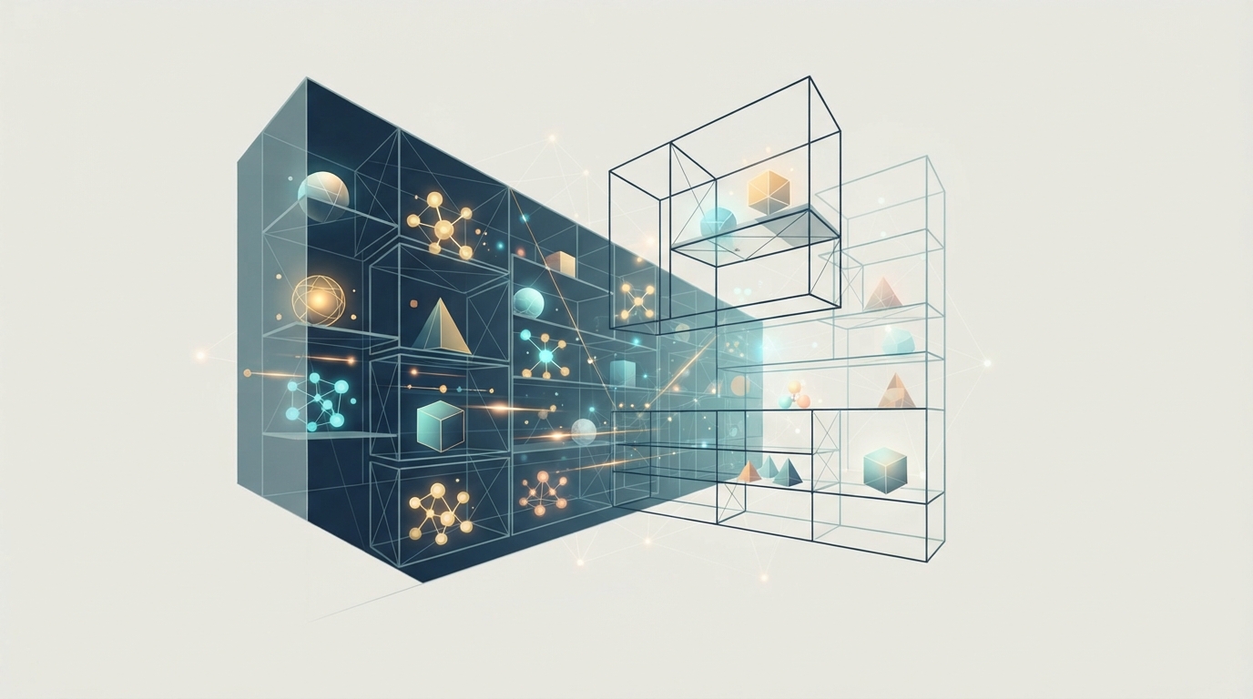 Abstract wireframe inventory shelves