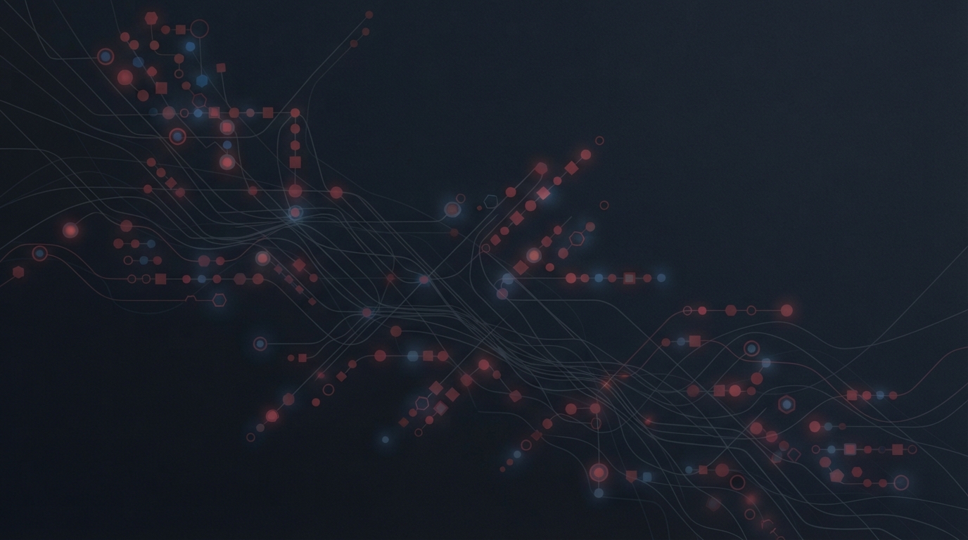 Abstract digital matrix with glowing nodes