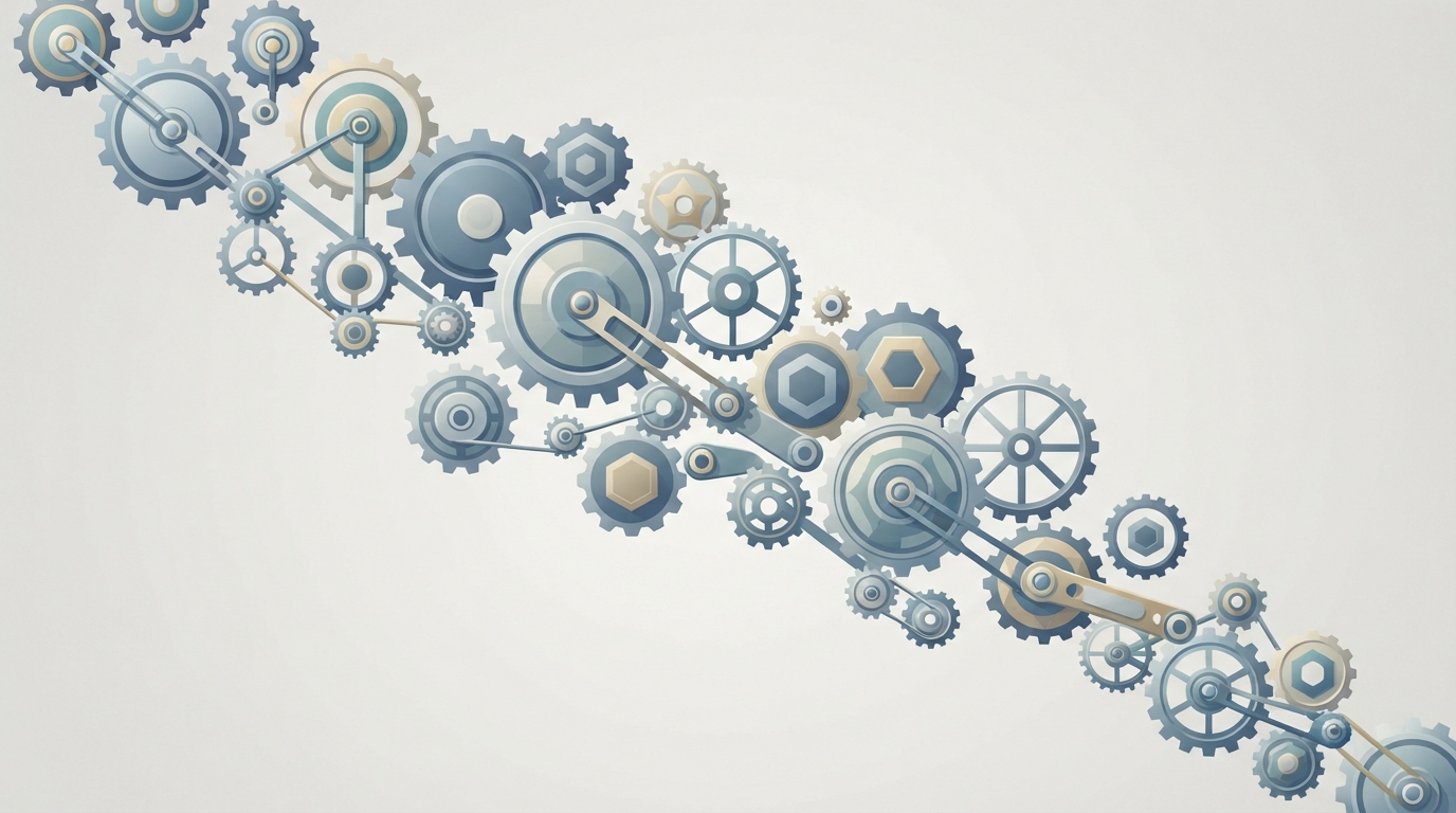 Abstract mechanical gears representing automated delivery
