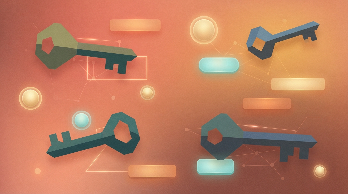 Abstract floating geometric keys.