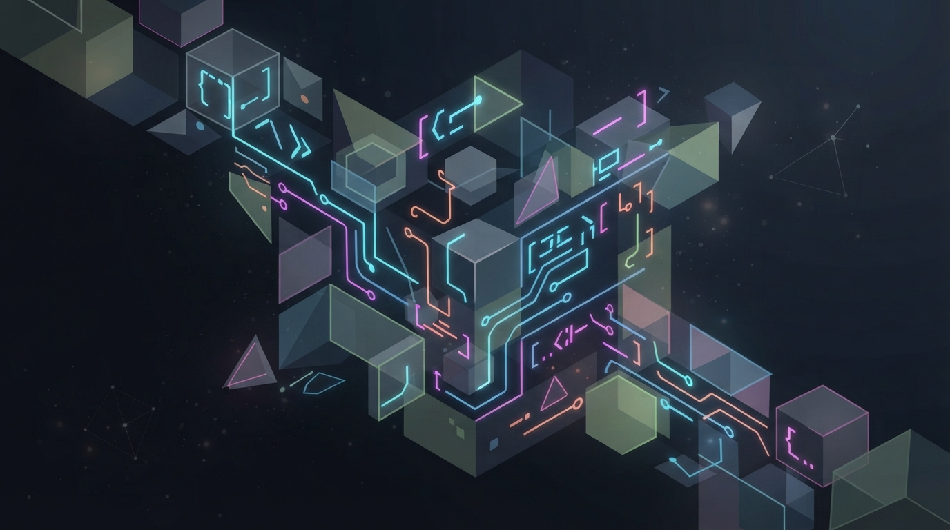 Abstract AI coding agent illustration