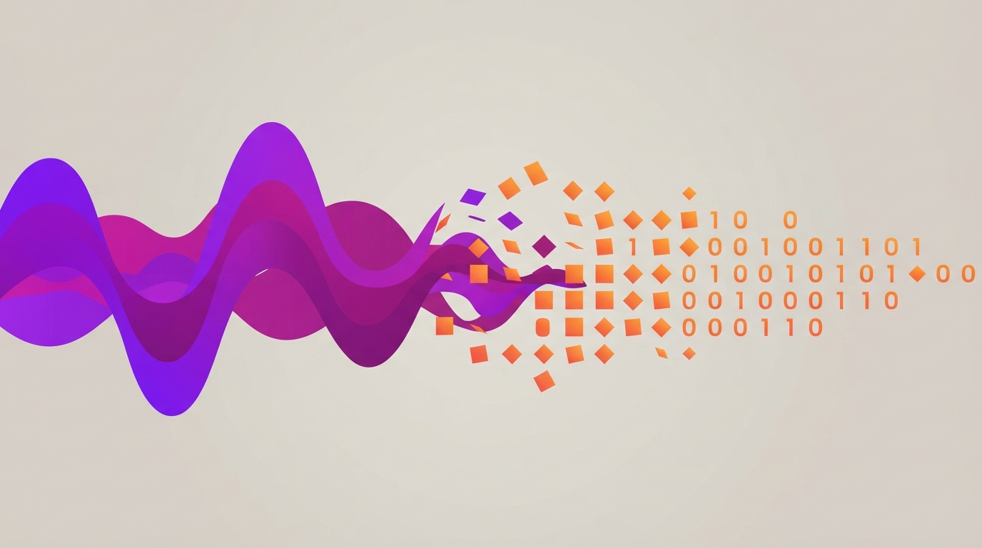 Abstract sound waves and code illustration