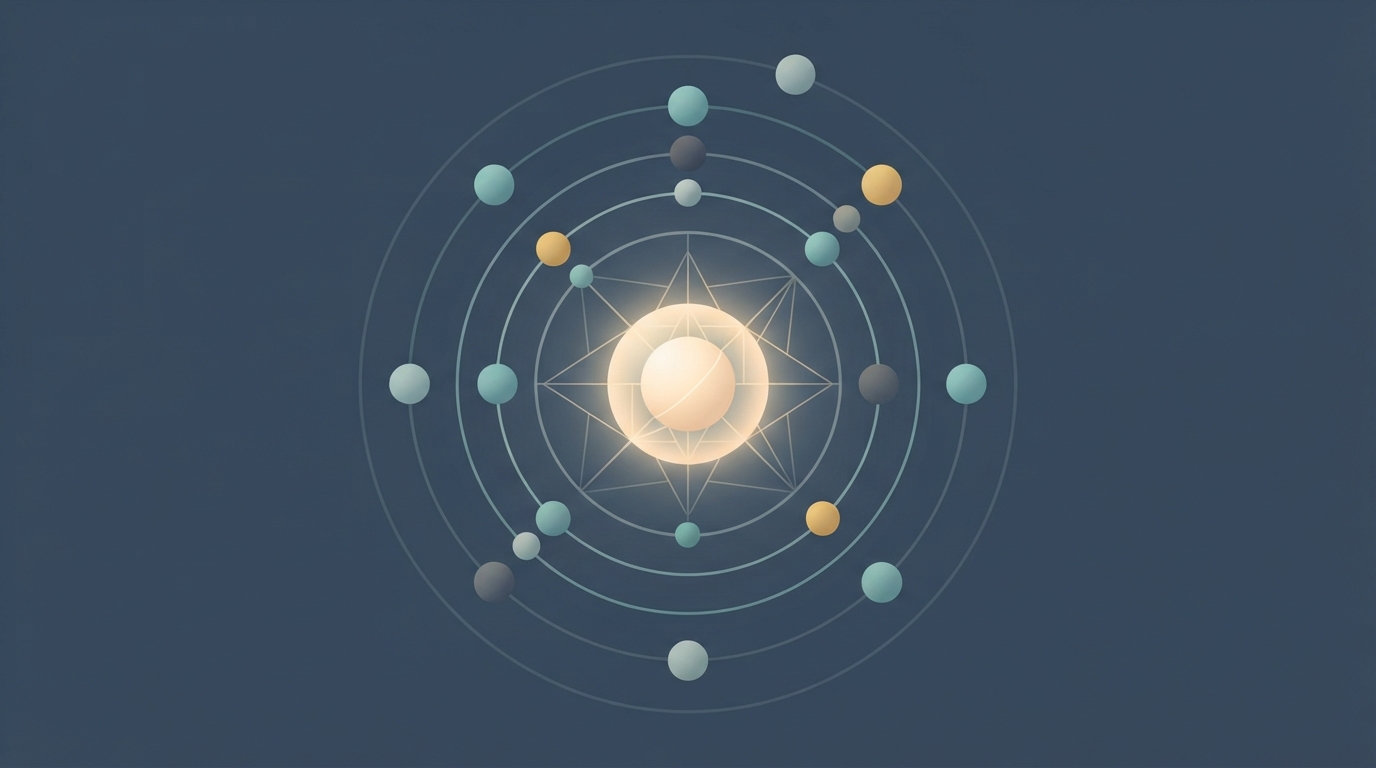Abstract sphere managing smaller objects.