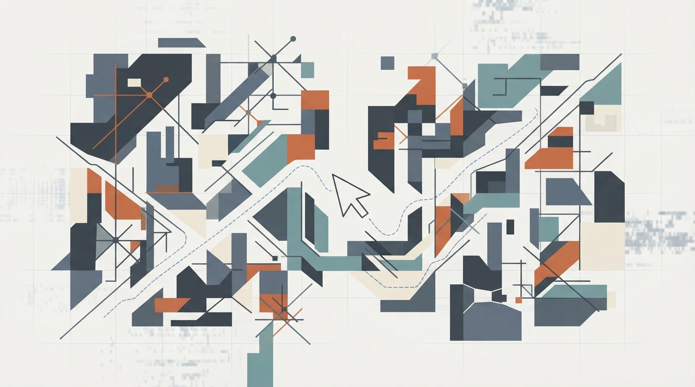 Abstract geometry showing data navigation through a maze