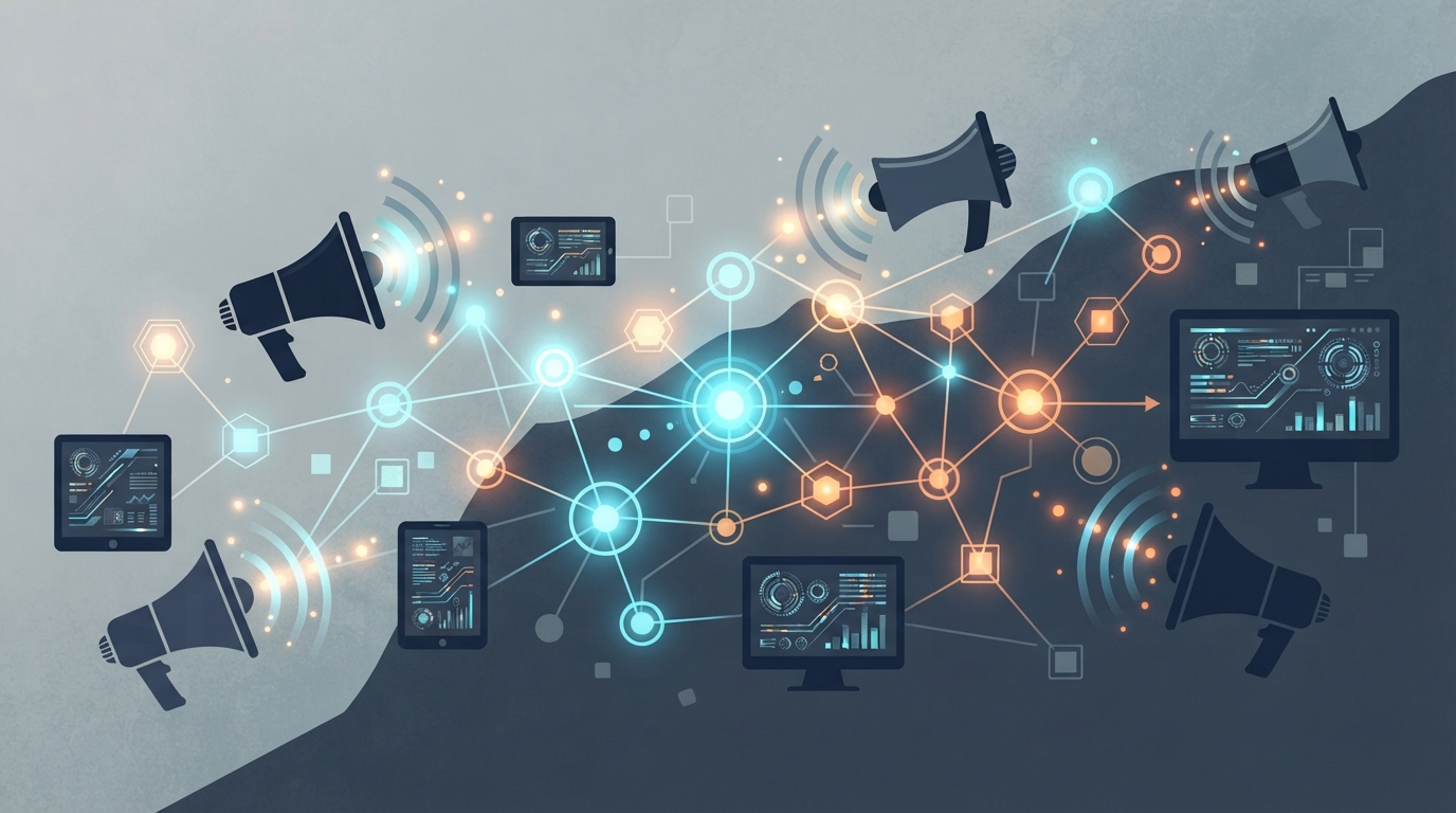 Abstract B2B viral content illustration