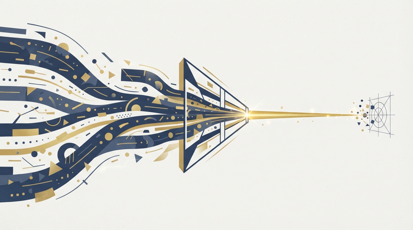 Abstract marketing funnel visualization.