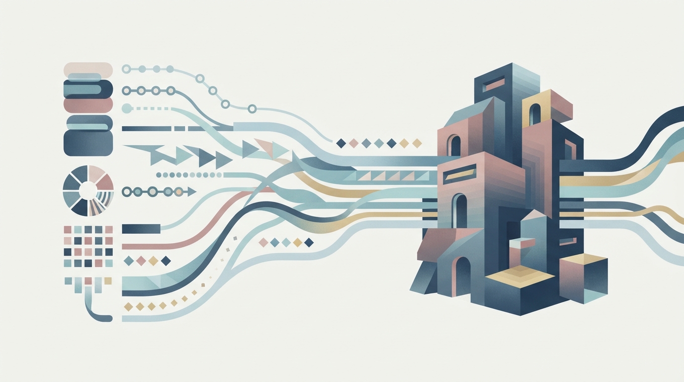 Abstract data streams feeding a hub