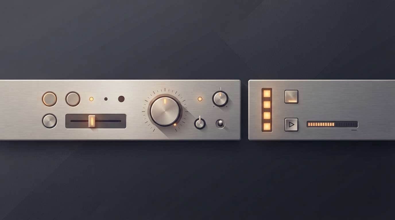 Brushed aluminium buttons with amber backlighting