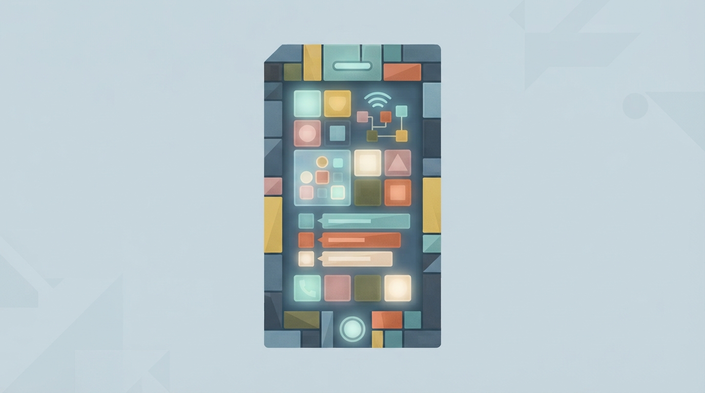 Abstract smartphone interface made of colorful building blocks