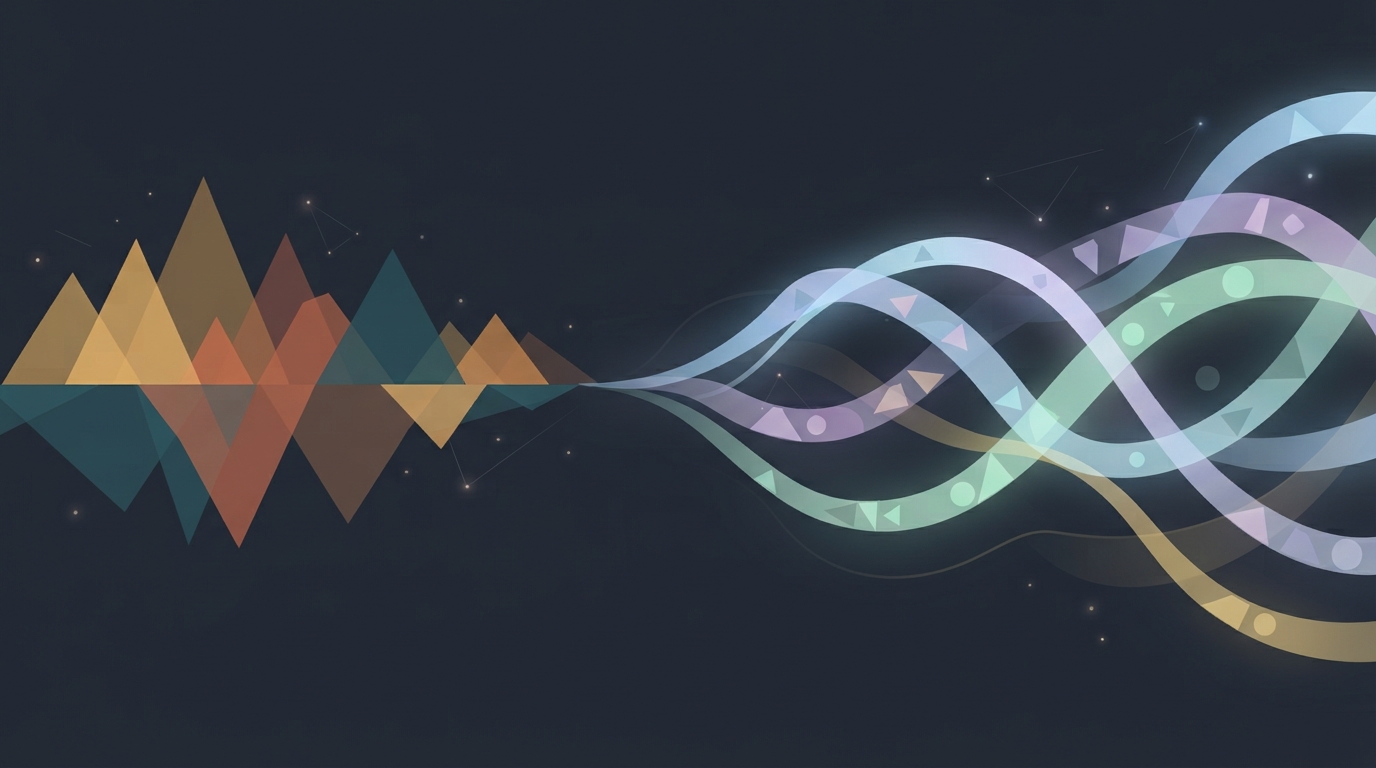 Abstract sound waves flowing like ribbons
