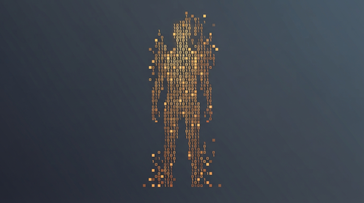 Abstract depiction of a digital human avatar being synthesized