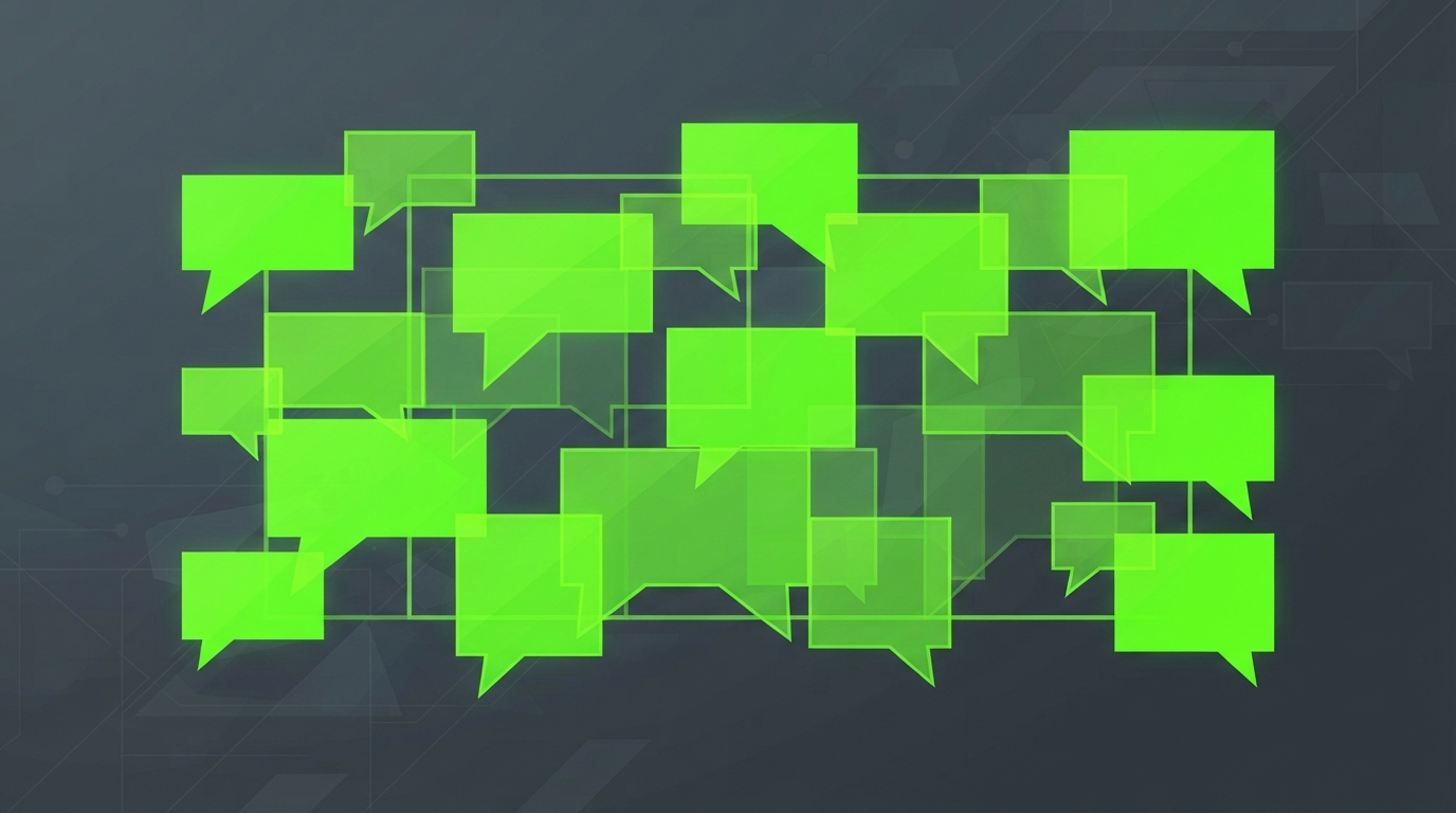 Abstract digital chat grid in neon green
