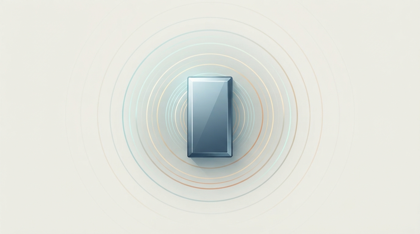 Abstract illustration of a digital card emitting energy waves.
