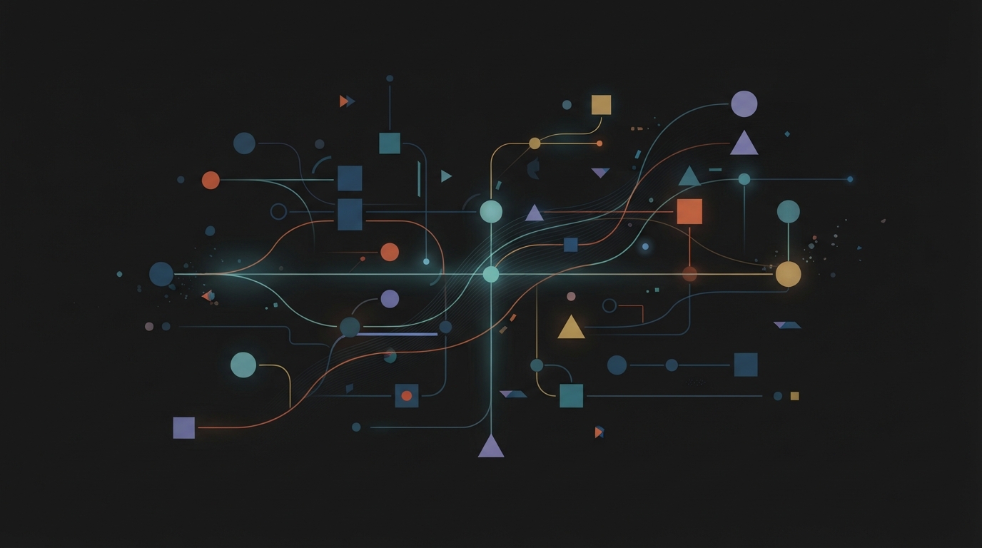 Abstract digital routing nodes and glowing pathways