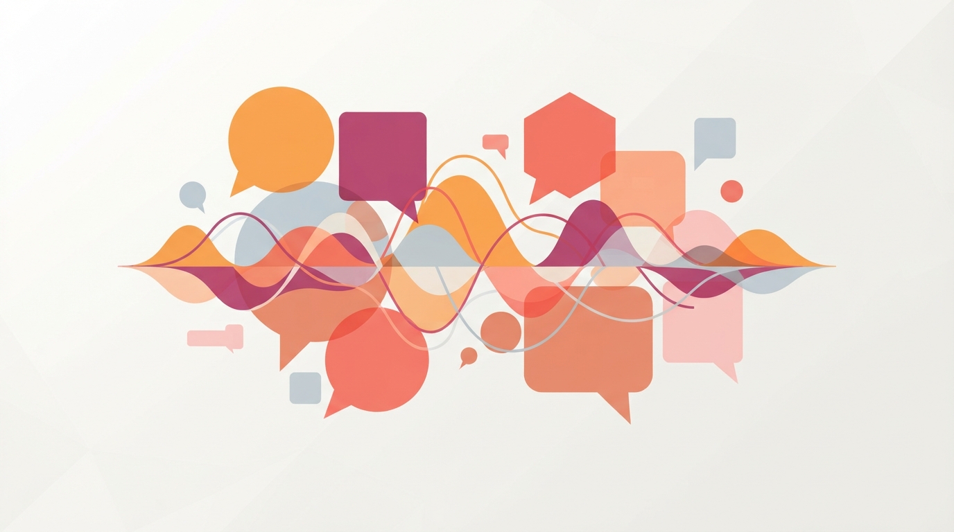 Abstract soundwaves and speech bubbles